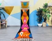 Hand Woven Wool Berber Runner Rug - Colorful Moroccan Design